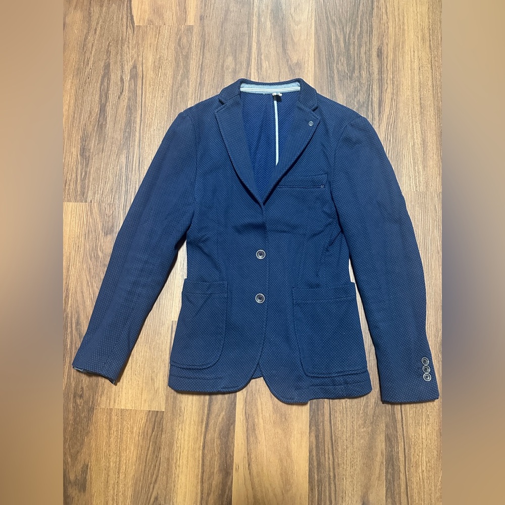 Zara Dark Blue Textured Blazer